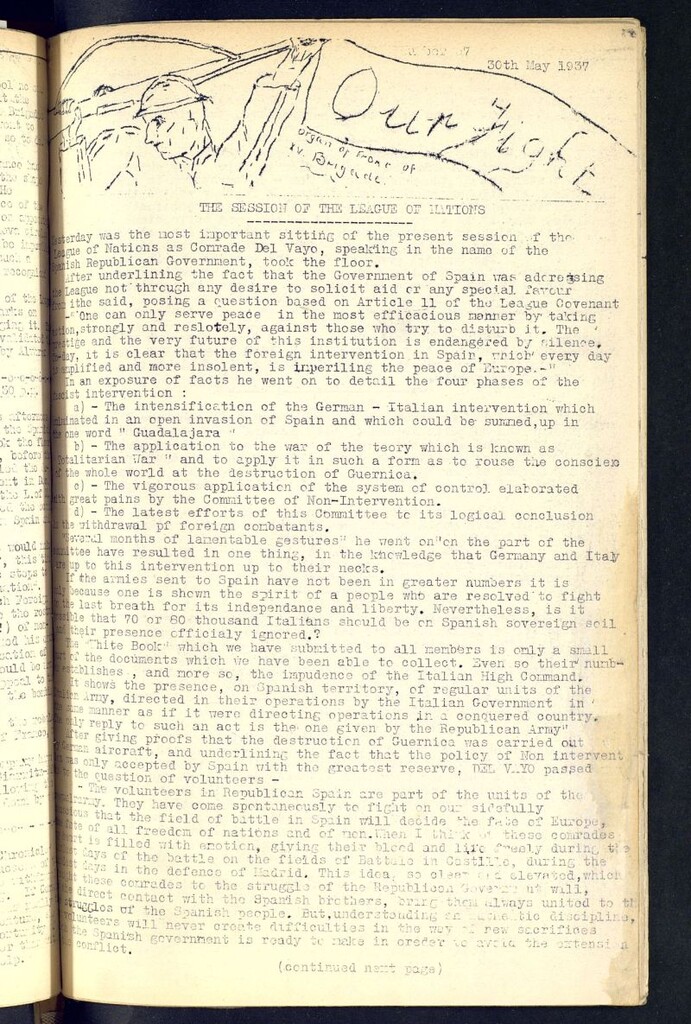 Miniatura de Our fight : organ of the Front of the XV Brigade. May 30 th, 1937