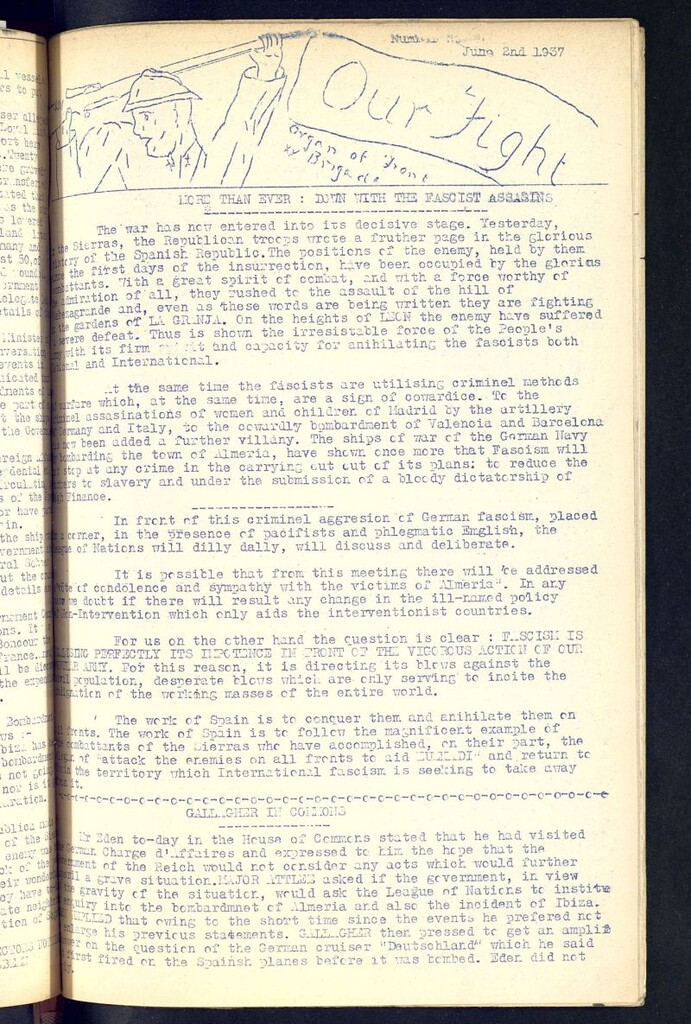 Miniatura de Our fight : organ of the Front of the XV Brigade. June 2 nd, 1937