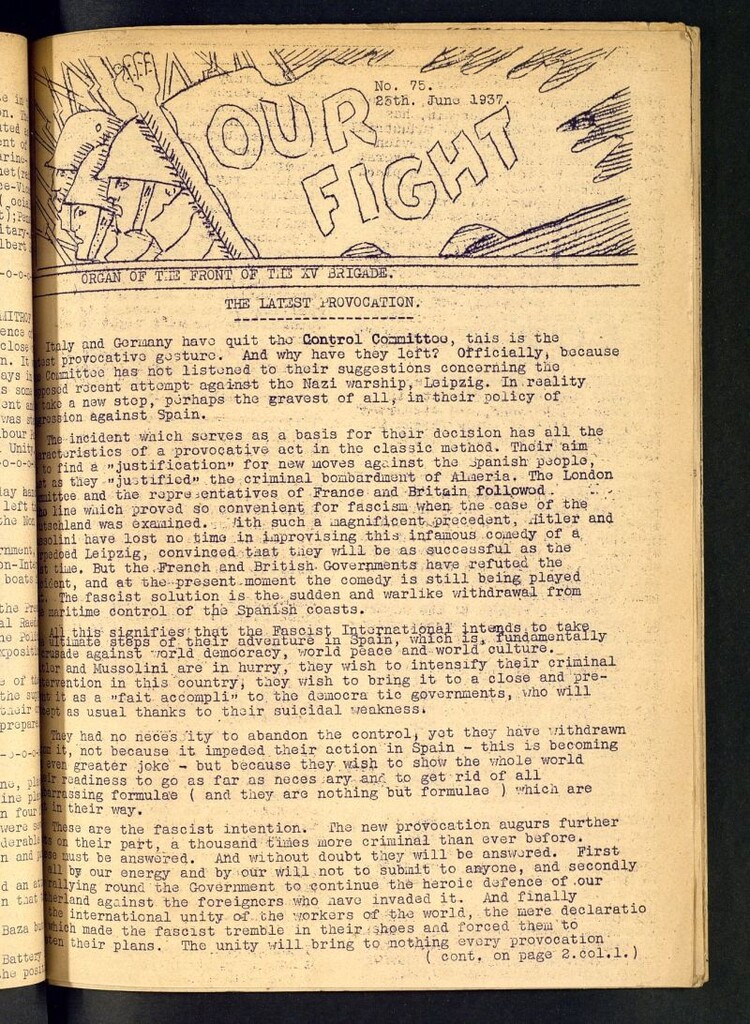 Miniatura de Our fight : organ of the Front of the XV Brigade. June 25 th, 1937