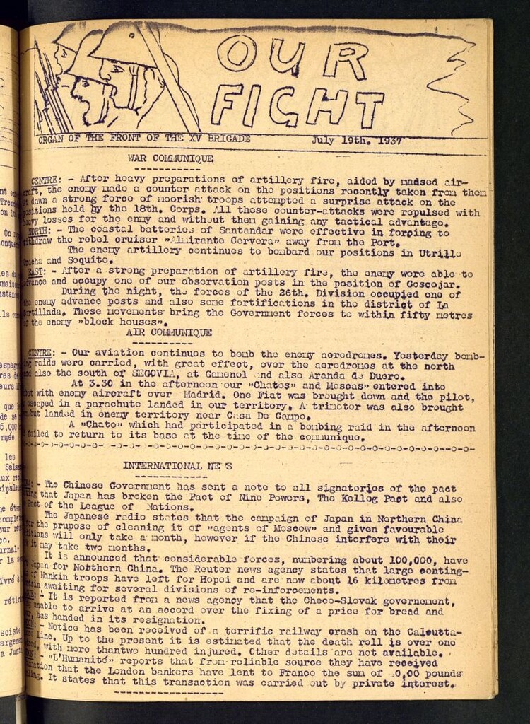 Miniatura de Our fight : organ of the Front of the XV Brigade. July 19 th, 1937