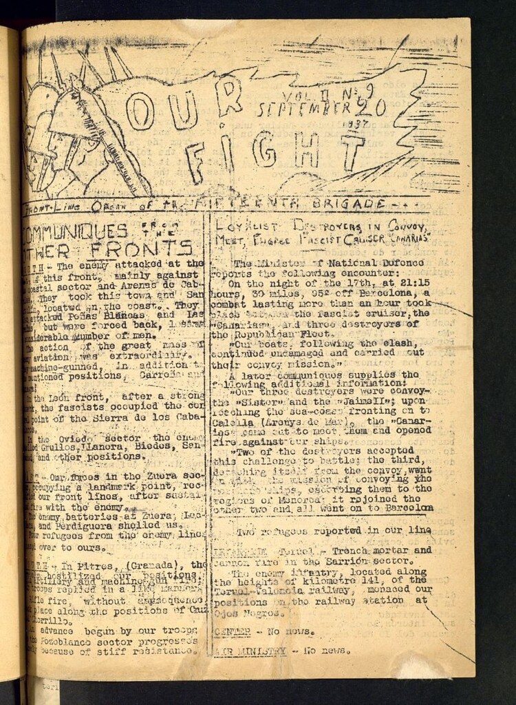 Miniatura de Our fight : organ of the Front of the XV Brigade. September 20, 1937