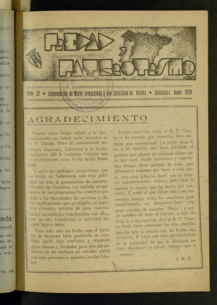Miniatura de Piedad y patriotismo de junio de 1939
