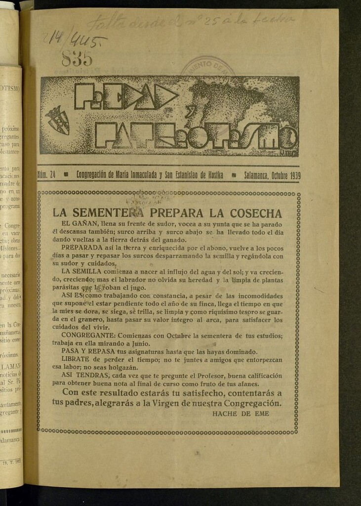 Miniatura de Piedad y patriotismo de octubre de 1939