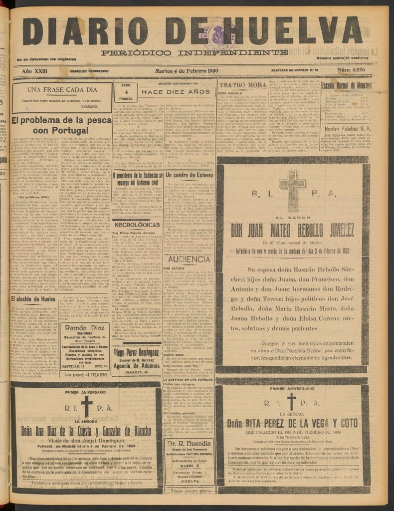 Miniatura de Diario de Huelva : periódico independiente del 4 de febrero de 1930