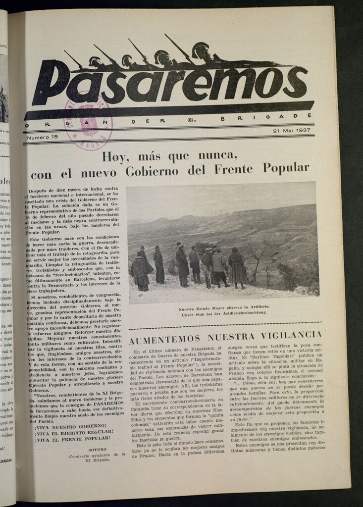 Miniatura de Pasaremos : organ der XI Brigade. 21 mai, 1937
