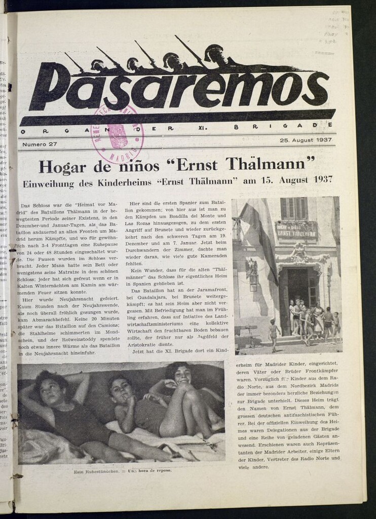 Miniatura de Pasaremos : organ der XI Brigade. 25 august, 1937