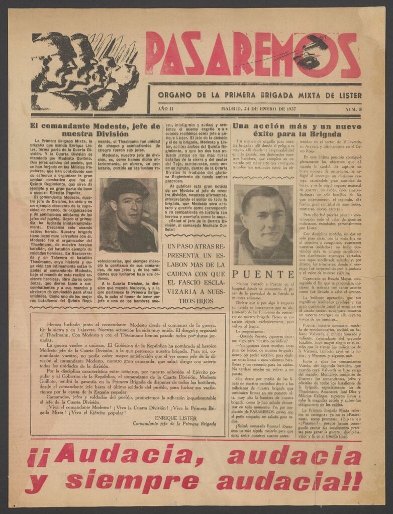 Miniatura de Pasaremos : órgano de la 1ª Brigada Mixta del 24 de enero de 1937