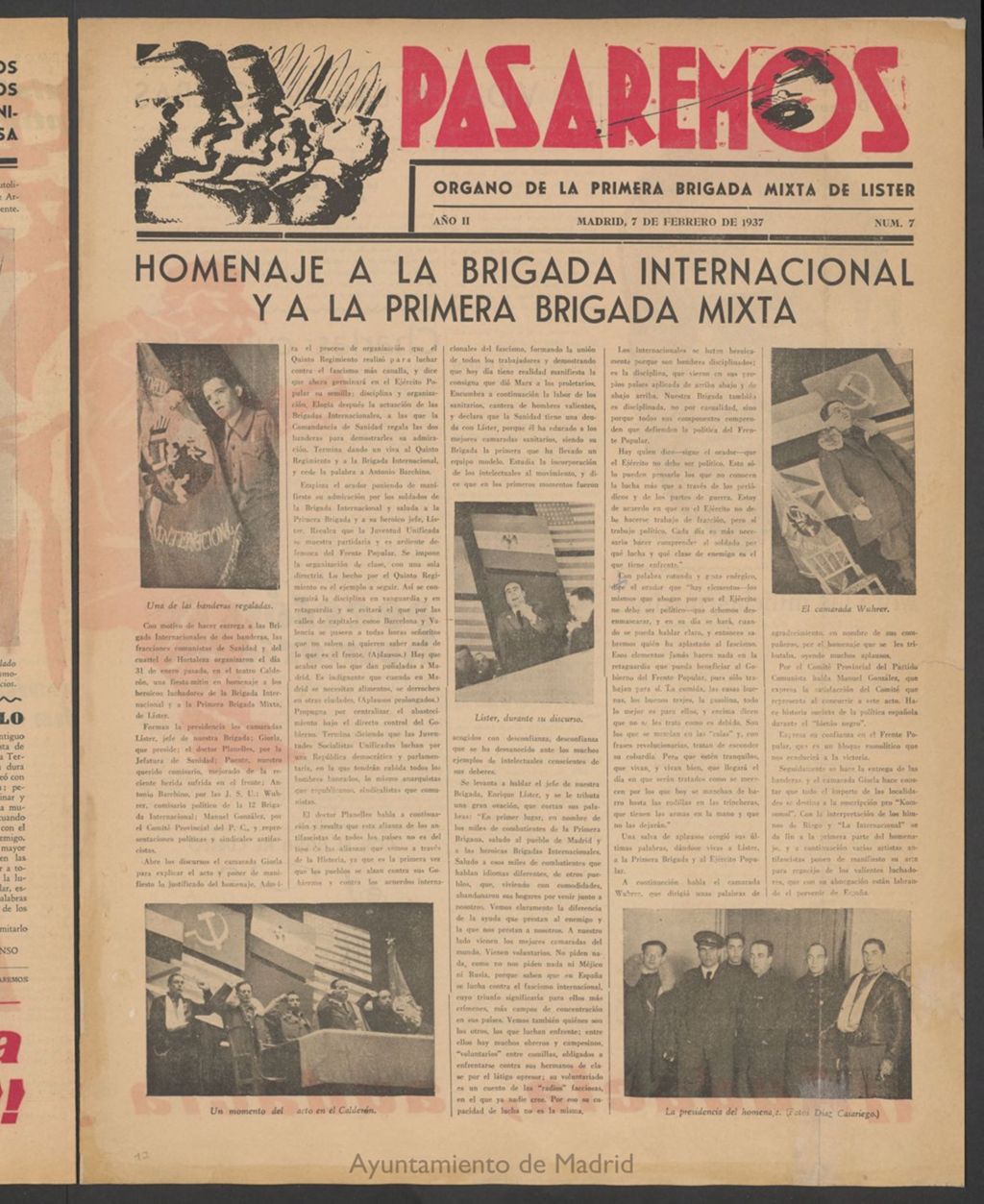 Miniatura de Pasaremos : órgano de la 1ª Brigada Mixta del 7 de febrero de 1937