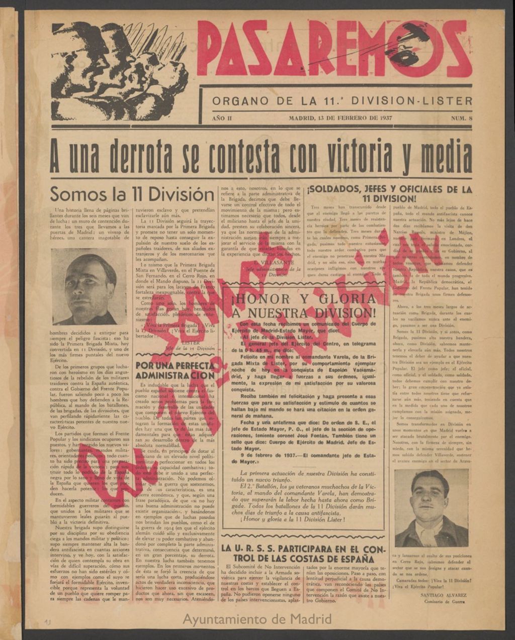 Miniatura de Pasaremos : órgano de la 1ª Brigada Mixta del 13 de febrero de 1937