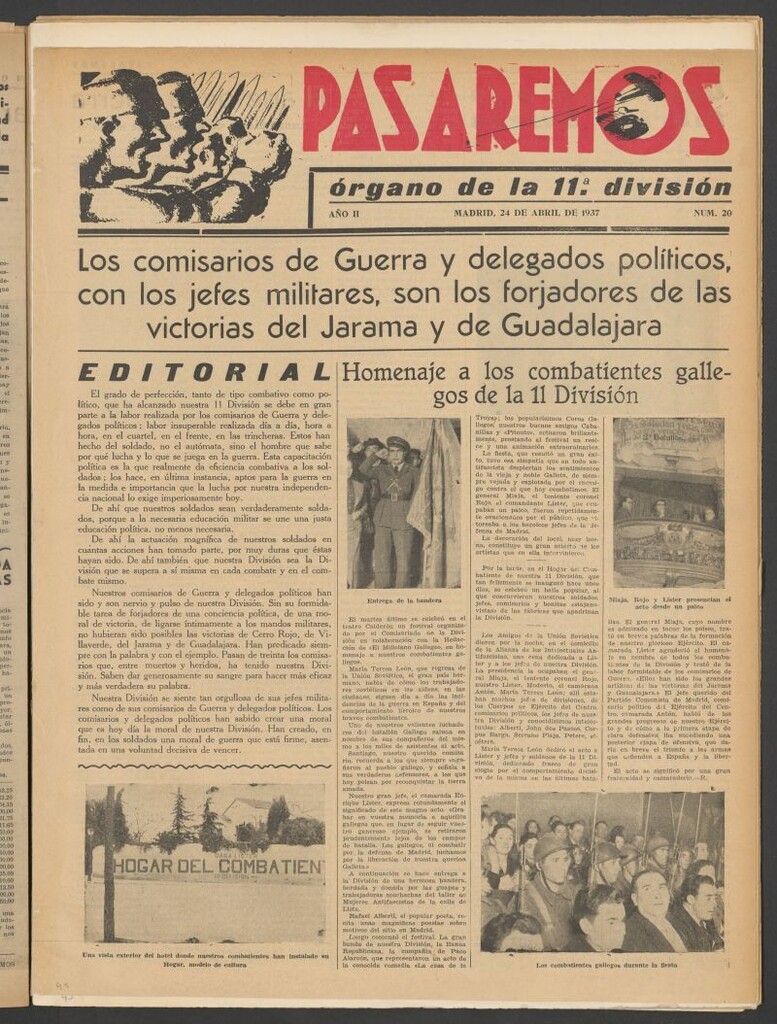 Miniatura de Pasaremos : órgano de la 1ª Brigada Mixta del 24 de abril de 1937