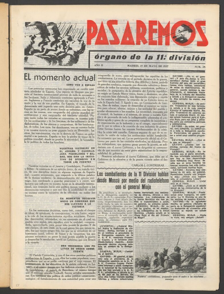 Miniatura de Pasaremos : órgano de la 1ª Brigada Mixta del 19 de mayo de 1937