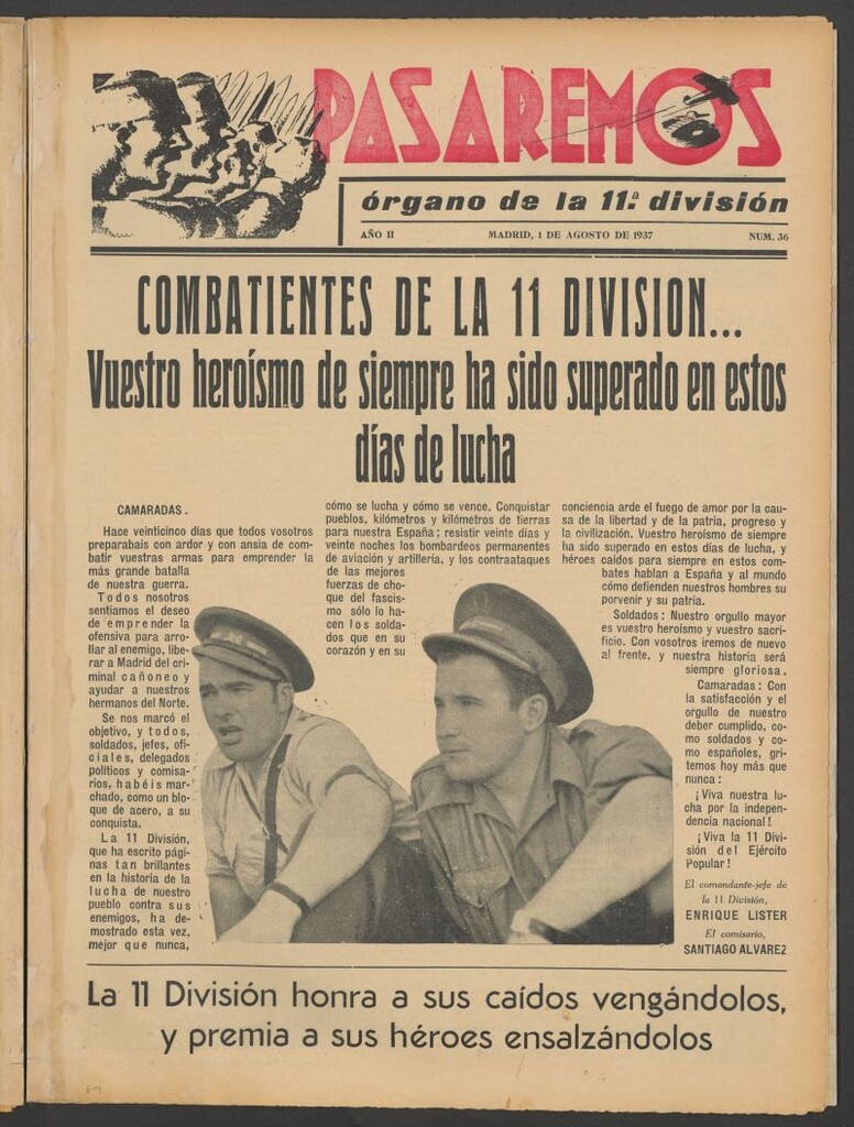 Miniatura de Pasaremos : órgano de la 1ª Brigada Mixta del 1 de agosto de 1937
