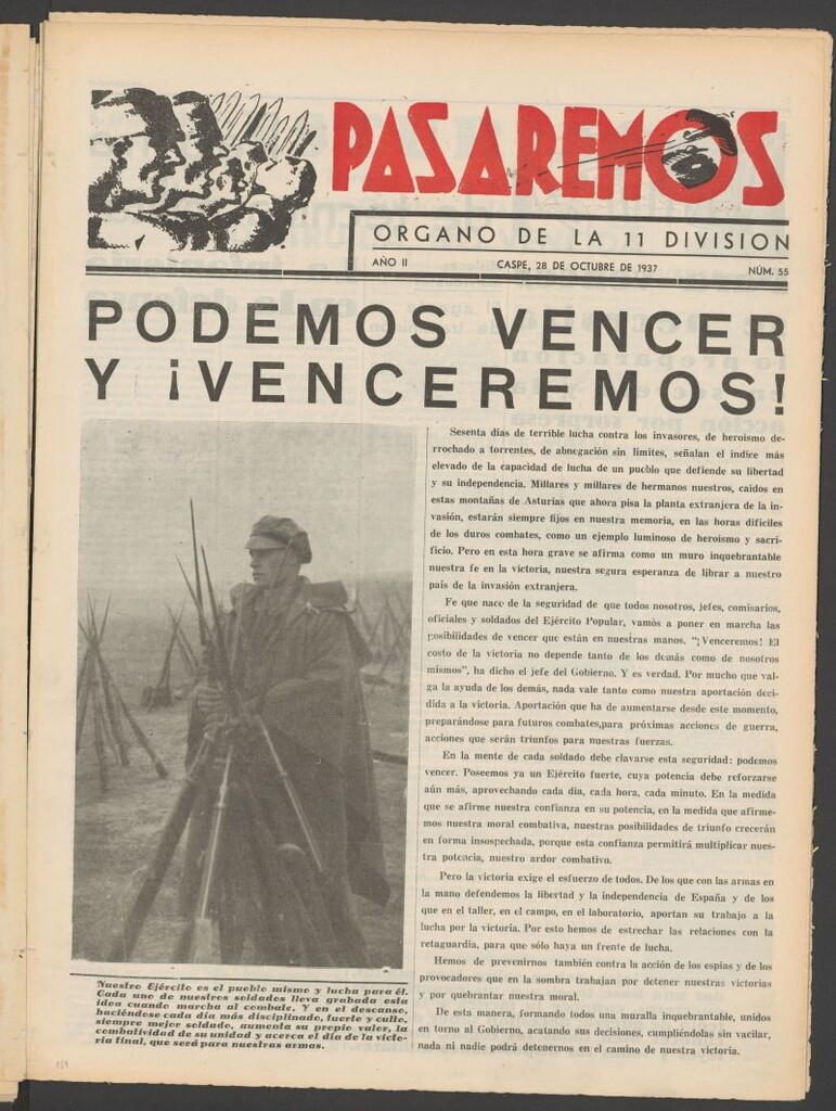 Miniatura de Pasaremos : órgano de la 1ª Brigada Mixta del 28 de octubre de 1937