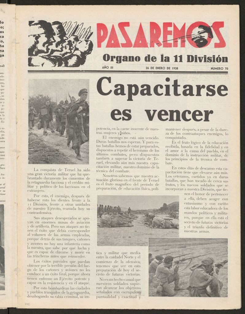 Miniatura de Pasaremos : órgano de la 1ª Brigada Mixta del 26 de enero de 1938