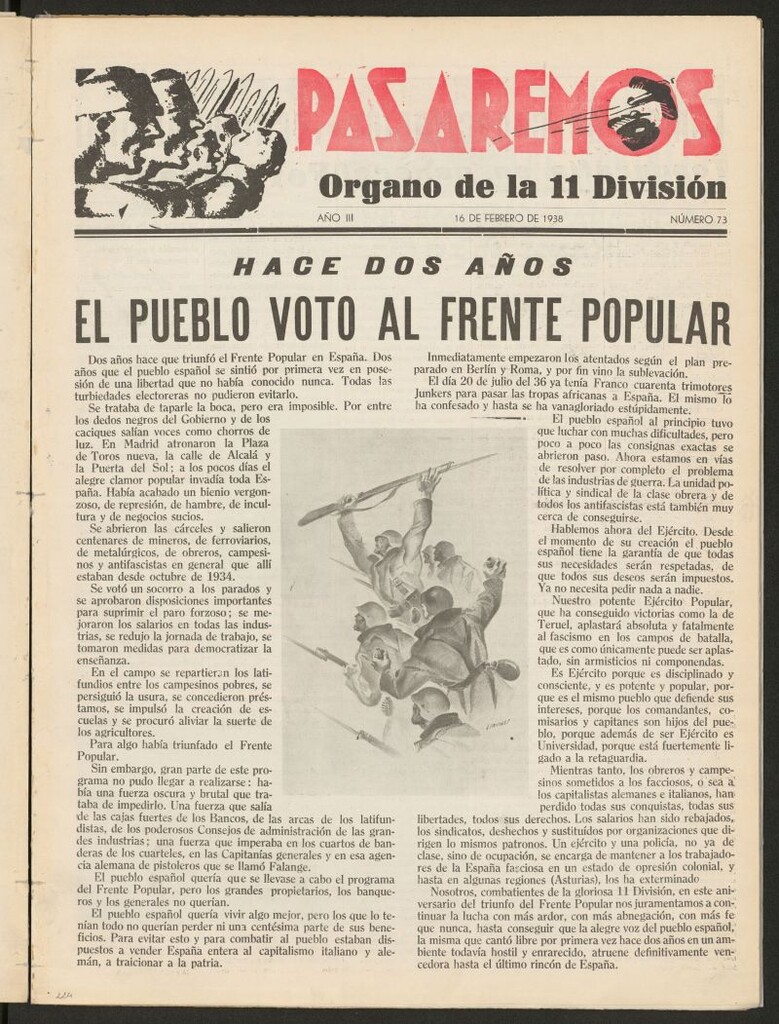 Miniatura de Pasaremos : órgano de la 1ª Brigada Mixta del 16 de febrero de 1938