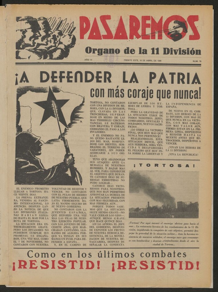 Miniatura de Pasaremos : órgano de la 1ª Brigada Mixta del 19 de abril de 1938