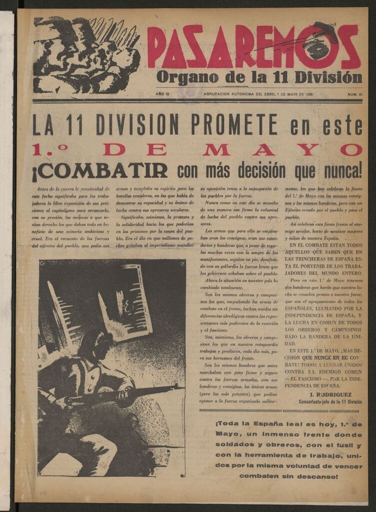 Miniatura de Pasaremos : órgano de la 1ª Brigada Mixta del 1 de mayo de1938