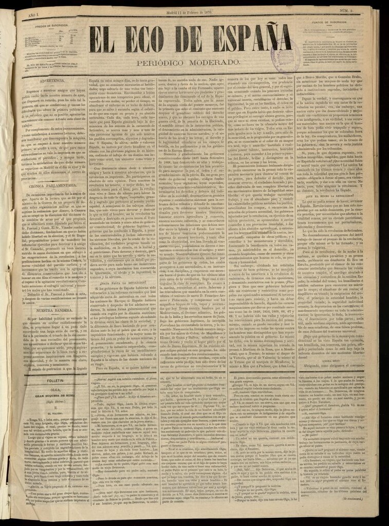 Miniatura de El Eco de España del 11 de febrero de 1870