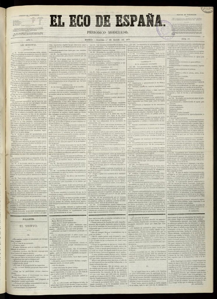 Miniatura de El Eco de España del 1 de marzo de 1870