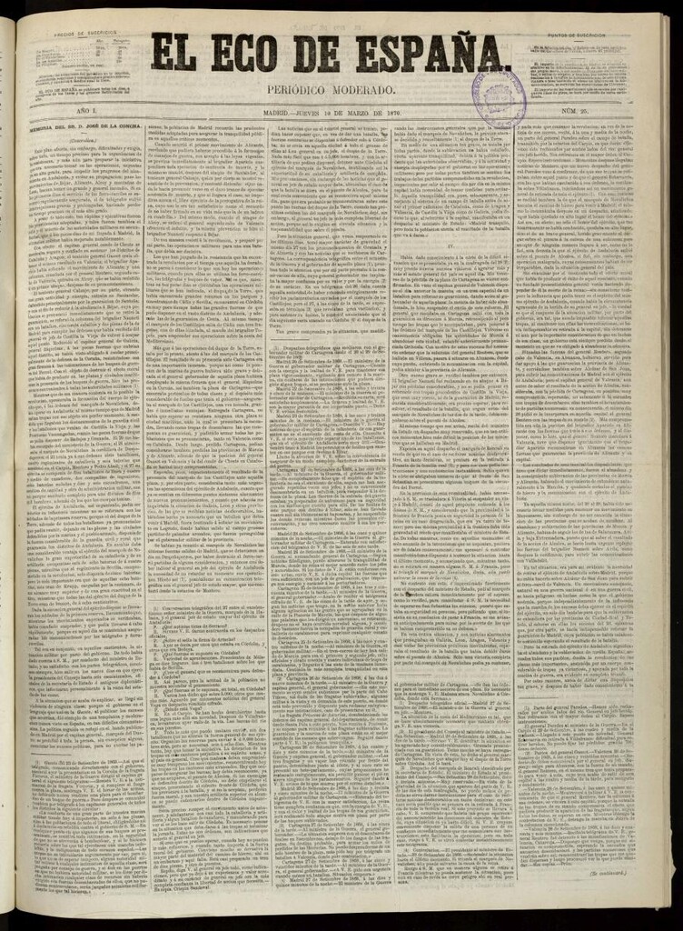 Miniatura de El Eco de España del 10 de marzo de 1870