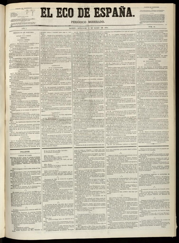 Miniatura de El Eco de España del 16 de marzo de 1870