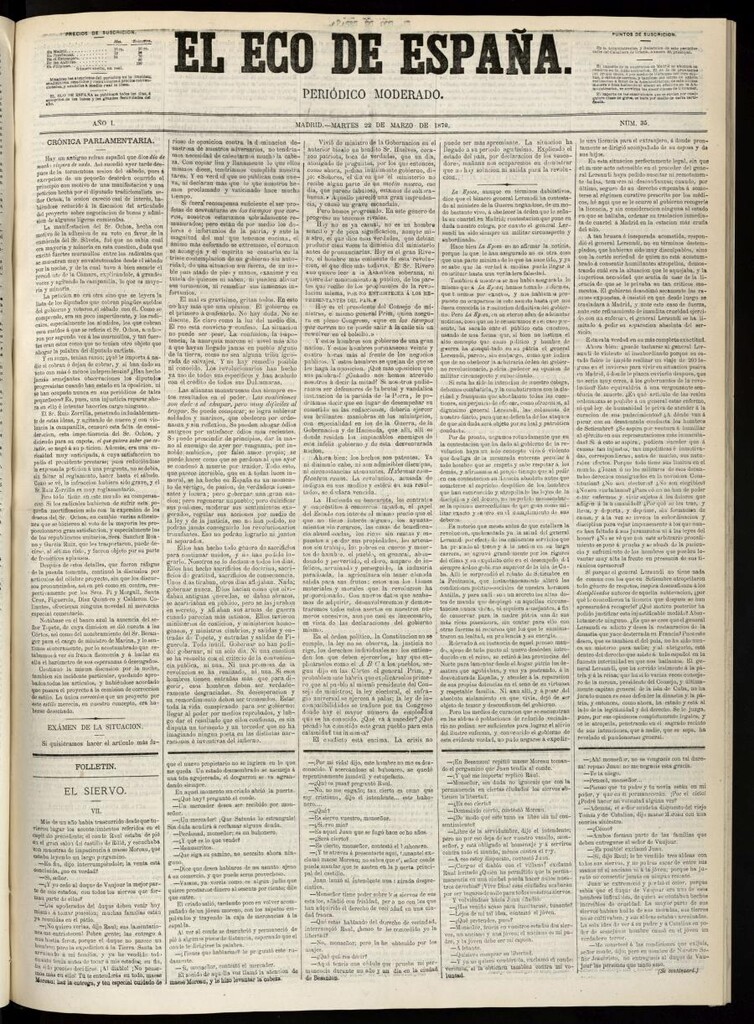 Miniatura de El Eco de España del 22 de marzo de 1870