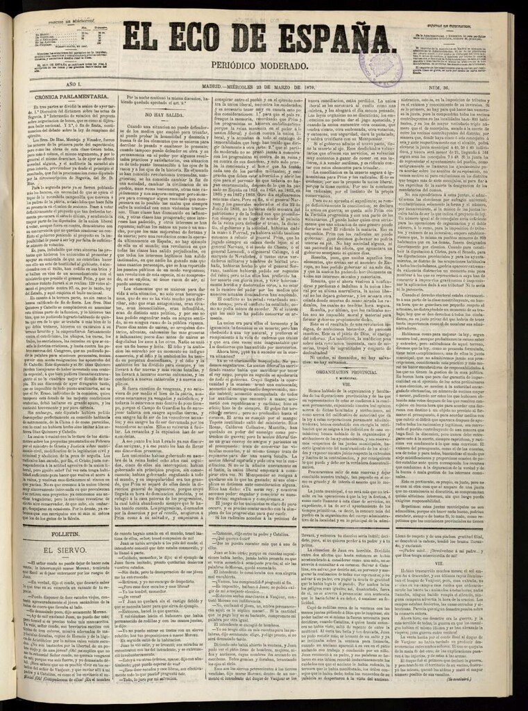 Miniatura de El Eco de España del 23 de marzo de 1870