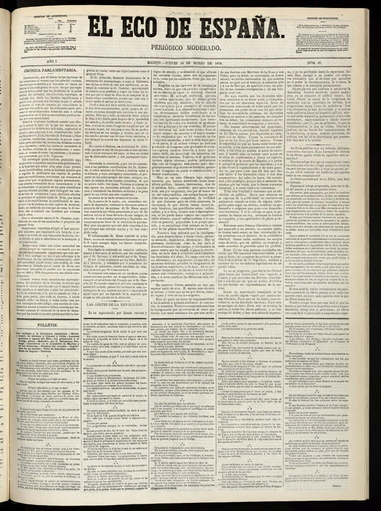Miniatura de El Eco de España del 24 de marzo de 1870