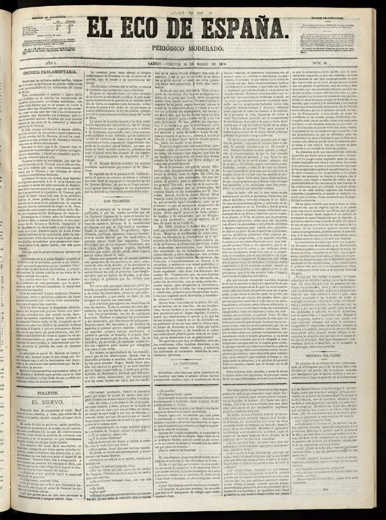 Miniatura de El Eco de España del 25 de marzo de 1870