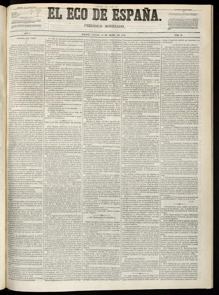 Miniatura de El Eco de España del 26 de marzo de 1870