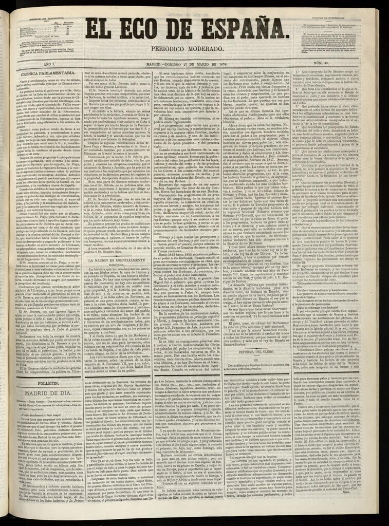 Miniatura de El Eco de España del 27 de marzo de 1870
