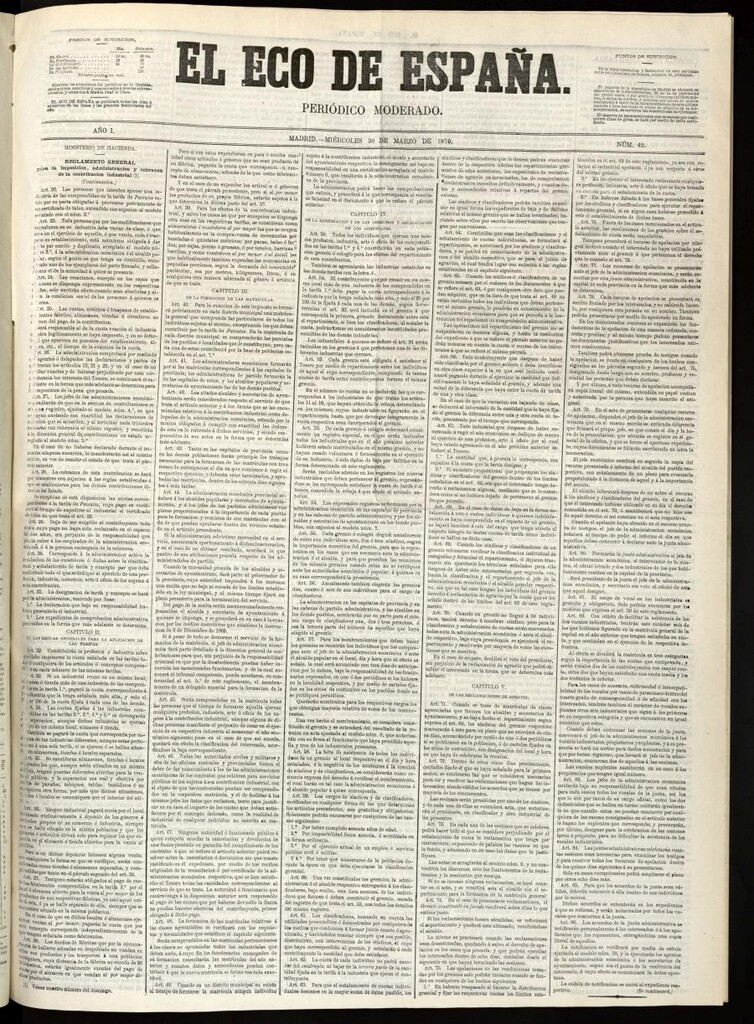 Miniatura de El Eco de España del 30 de marzo de 1870