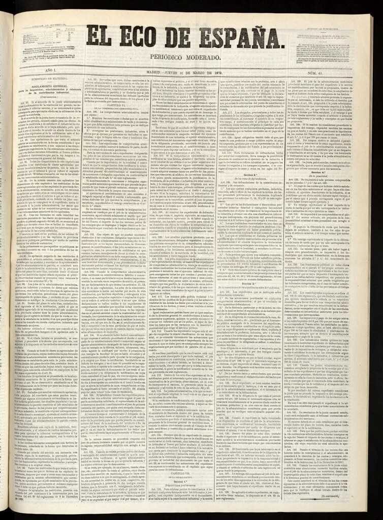 Miniatura de El Eco de España del 31 de marzo de 1870