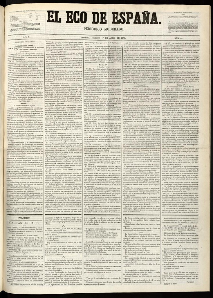 Miniatura de El Eco de España del 1 de abril de 1870
