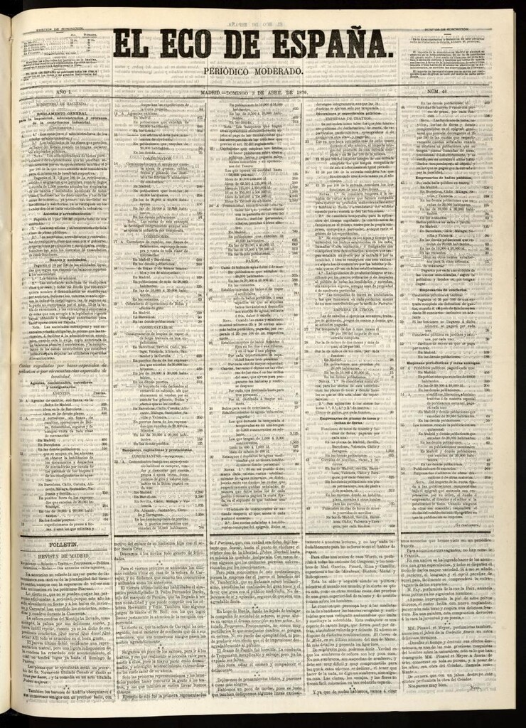 Miniatura de El Eco de España del 3 de abril de 1870