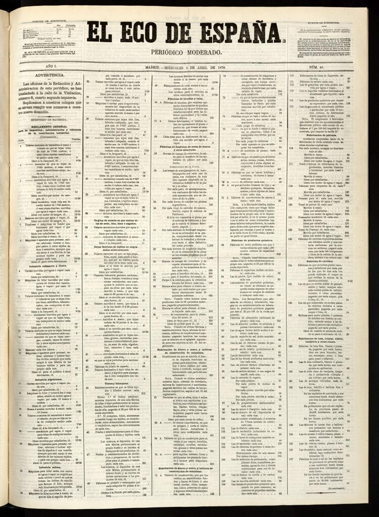 Miniatura de El Eco de España del 6 de abril de 1870