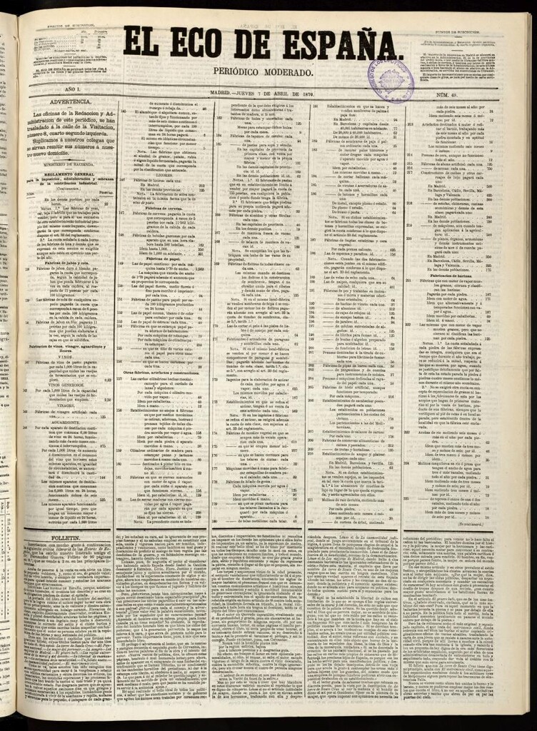 Miniatura de El Eco de España del 7 de abril de 1870