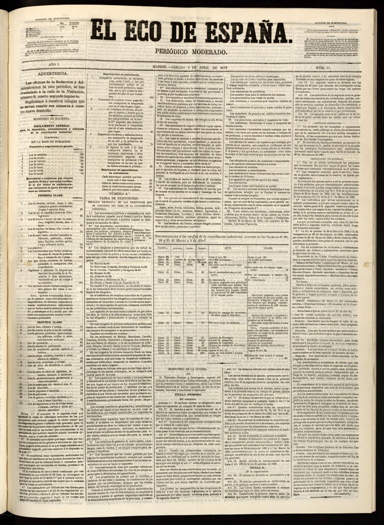 Miniatura de El Eco de España del 9 de abril de 1870