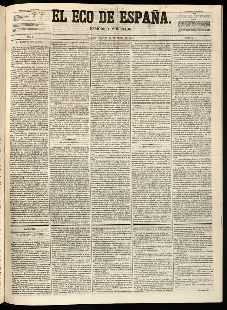 Miniatura de El Eco de España del 12 de abril de 1870