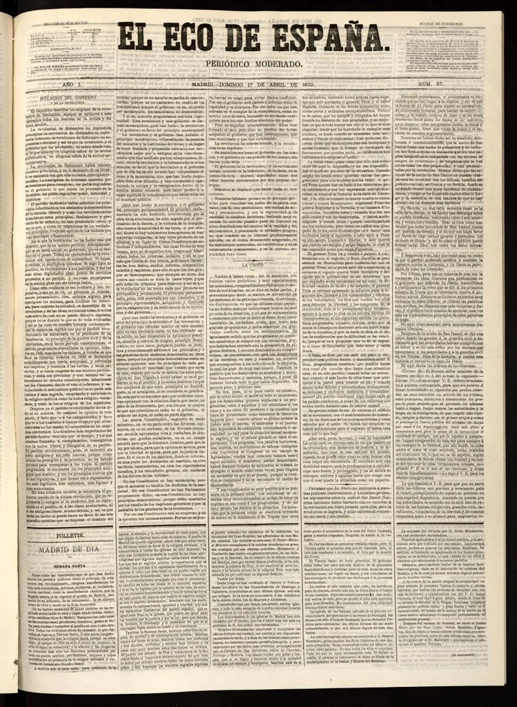 Miniatura de El Eco de España del 17 de abril de 1870