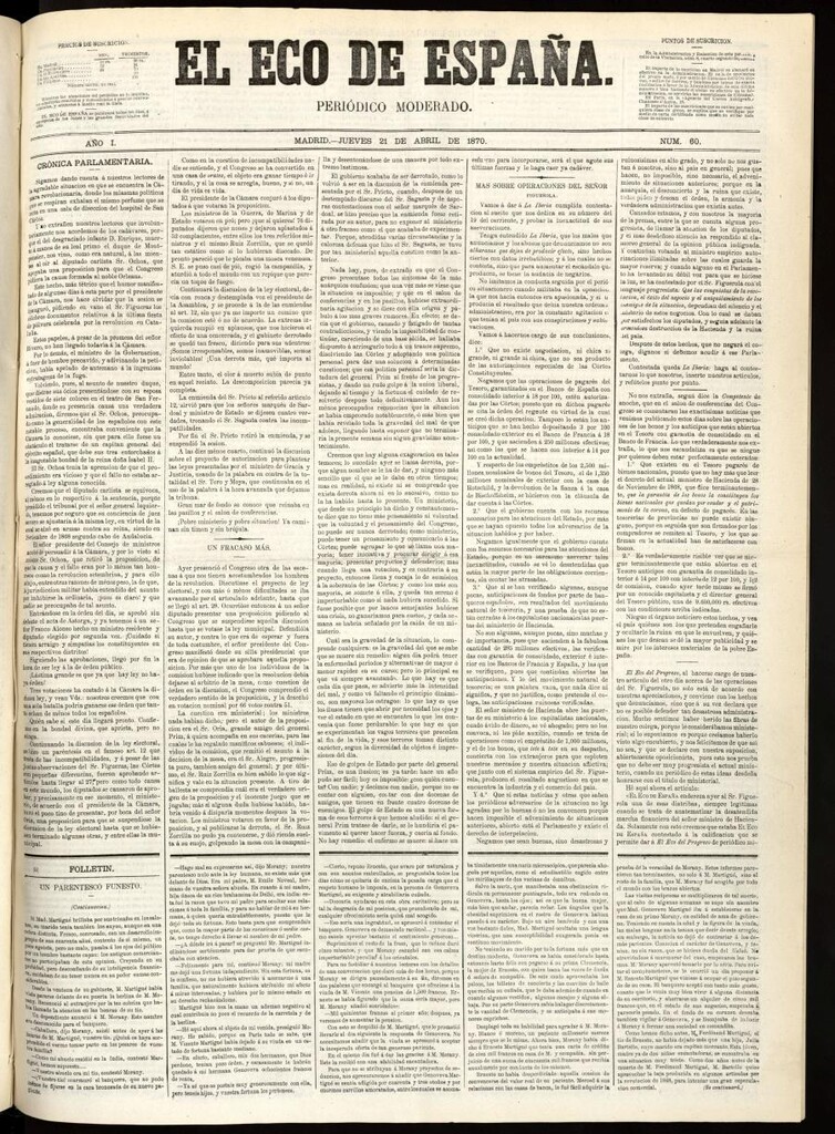 Miniatura de El Eco de España del 21 de abril de 1870