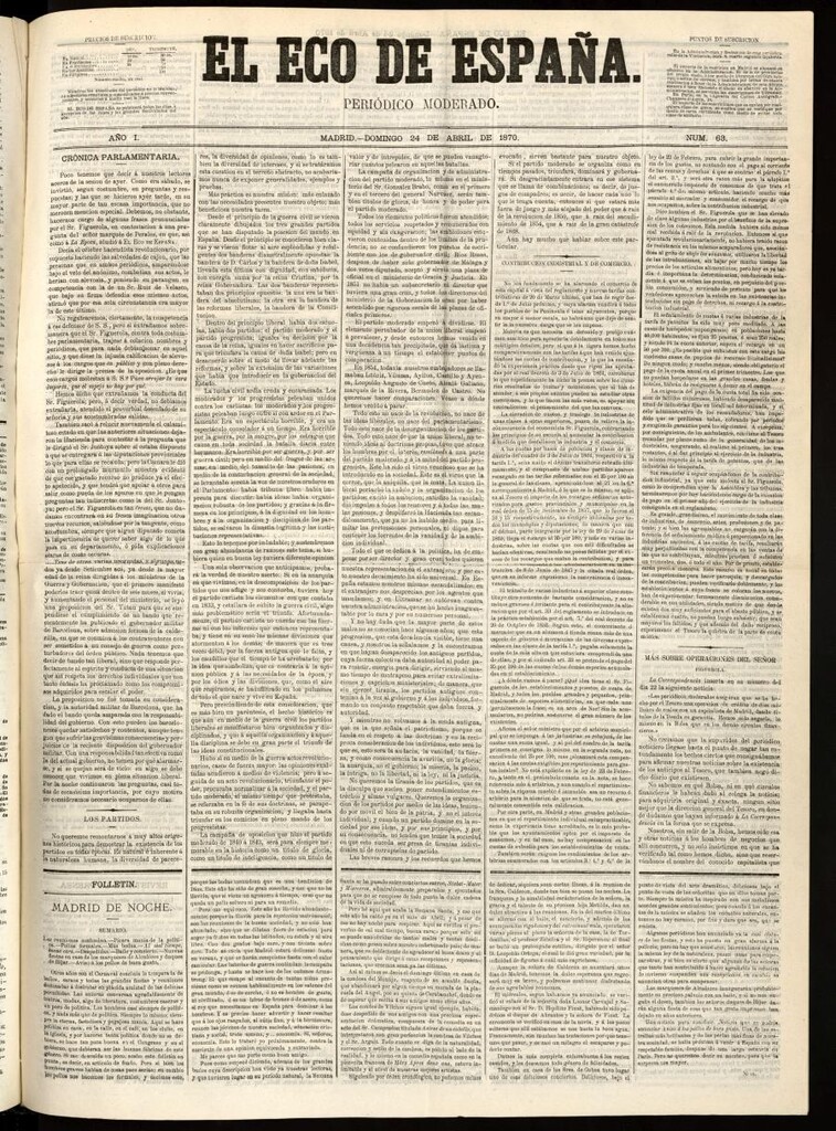 Miniatura de El Eco de España del 24 de abril de 1870