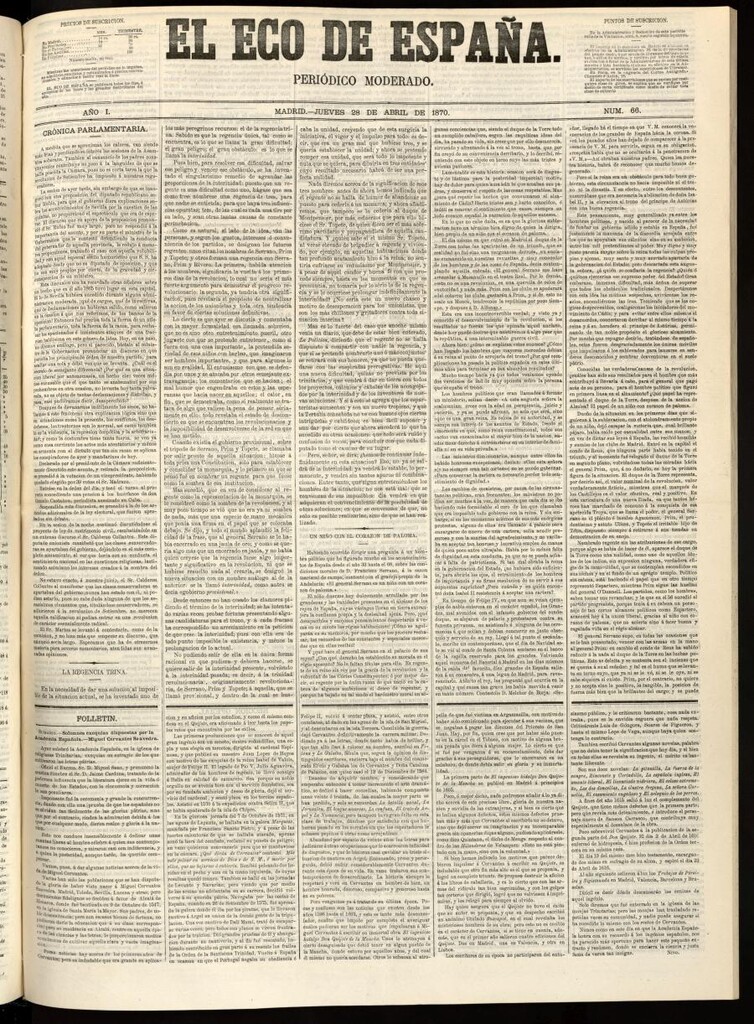 Miniatura de El Eco de España del 28 de abril de 1870