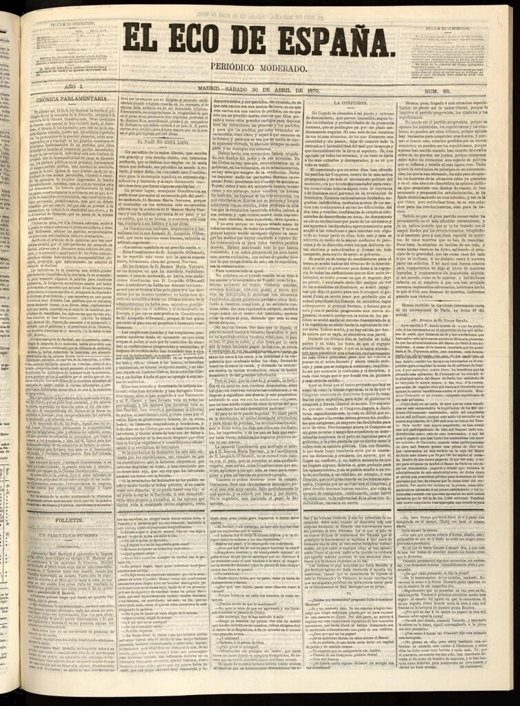 Miniatura de El Eco de España del 30 de abril de 1870