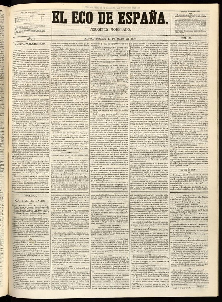 Miniatura de El Eco de España del 1 de mayo de 1870