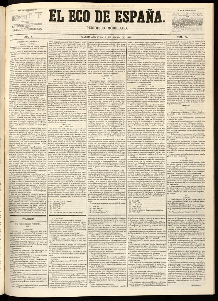 Miniatura de El Eco de España del 3 de mayo de 1870