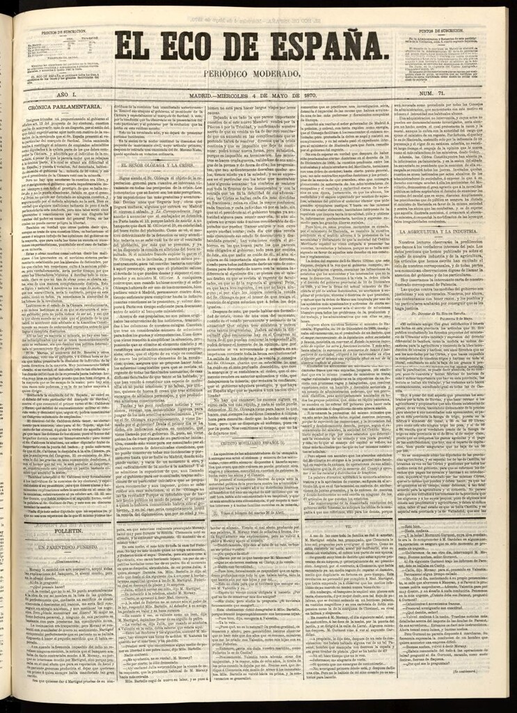 Miniatura de El Eco de España del 4 de mayo de 1870