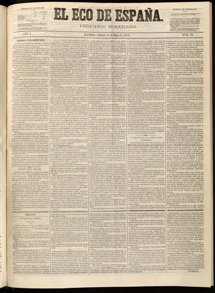 Miniatura de El Eco de España del 14 de mayo de 1870