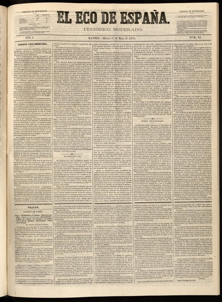 Miniatura de El Eco de España del 17 de mayo de 1870