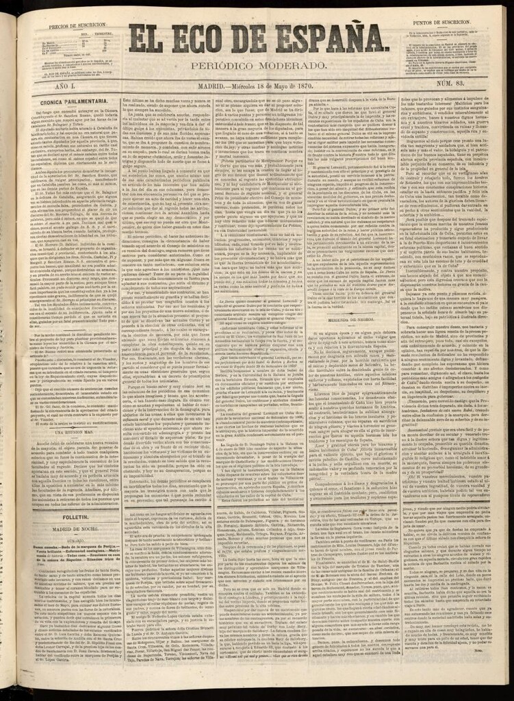 Miniatura de El Eco de España del 18 de mayo de 1870